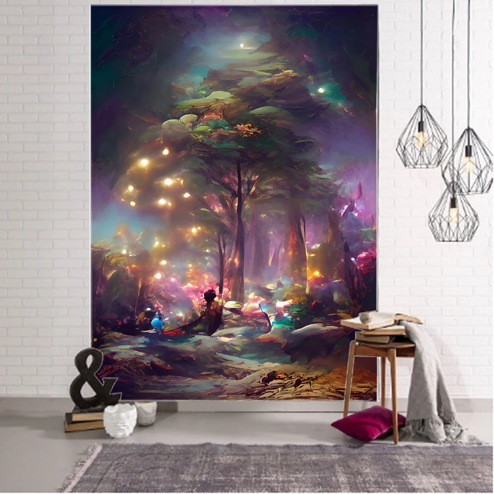 3D Dream Landscape Tapestry Datura Bohemian Hippie Wall Decorative Tapestry Home Background Decorative Tapestry