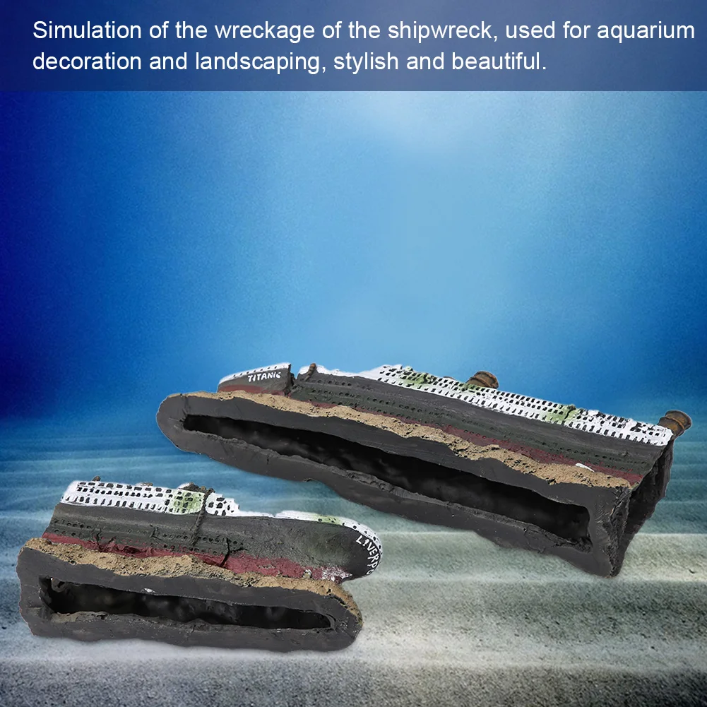 Fish tank landscaping Titanic Model Resin Aquarium Wrecked Boat Ship Decoration Artificial Fish Tank Ornament Sunk Ship Boat
