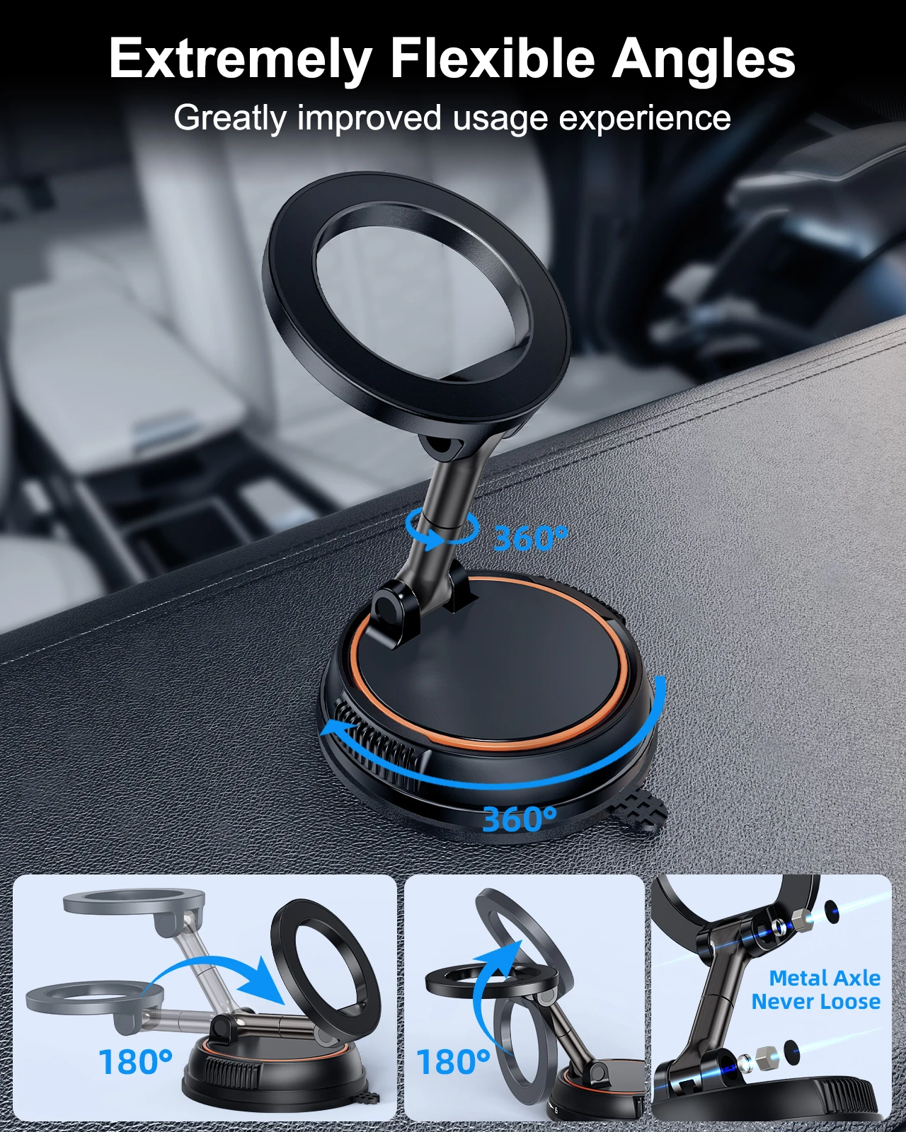 Eary Magsafe Car Phone Holder Mount Dashboard Magnetic 360 Rotatable Foldable Fit For iPhone 16 15 14 13 Pro Max Car Accessories