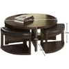 Coffee Table Set, Round Tables with 4 Upholstered Nesting Stools, Space-Saving Design, 5-Piece Coffee Table Set 3