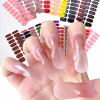 DIY Gel Nail Stickers Cured-free Long-Lasting Solid Color Nail Strips Patch Slider Sticker Full Cover Decal Nail Manicure Patch 1