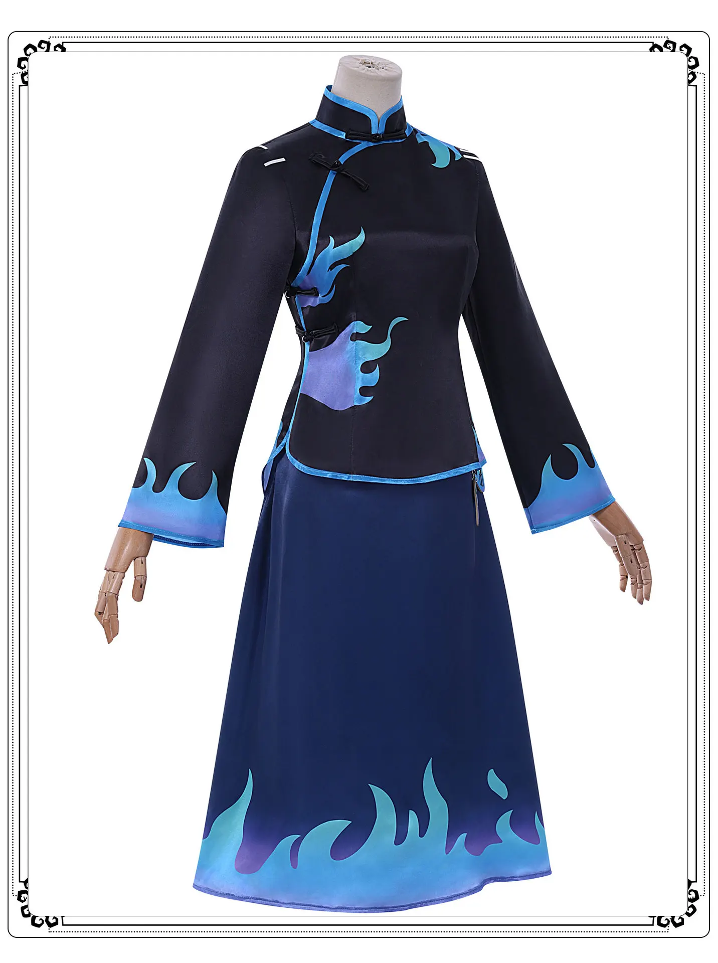 Identity Ⅴ: Qi Shiyi (Antiquarian) | Blue Cheongsam Uniform Costume Dress Cosplay 27 Republic of China Style Student Cheongsam Costume for Women (Unofficial)