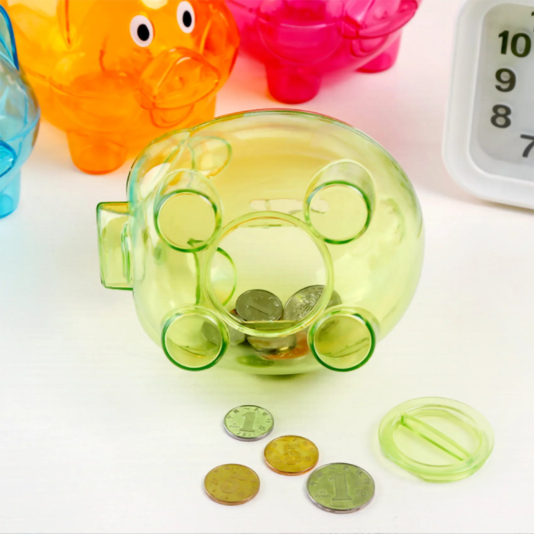 Cute Plastic Pig Clear Piggy Bank Coin Box Money Cash Saving Case Kids Toy Gift