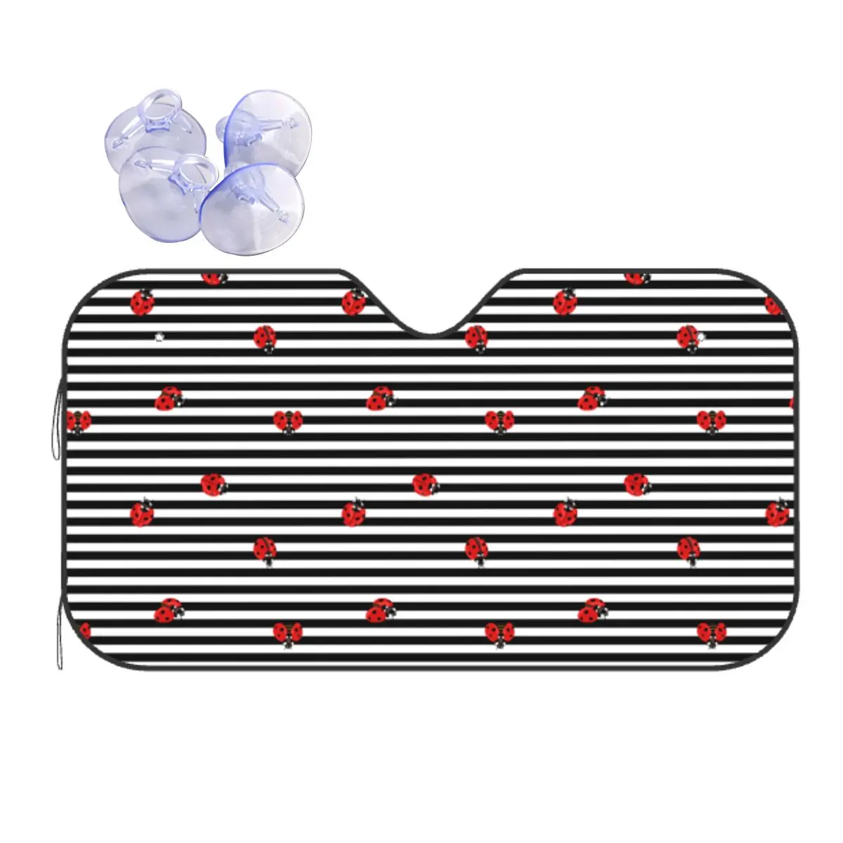 

Strips Ladybug Ladybird Insect Lover Vintage Windshield Sunshade 70x130cm Foils Car Window Windscreen Cover Sunscreen Curtain
