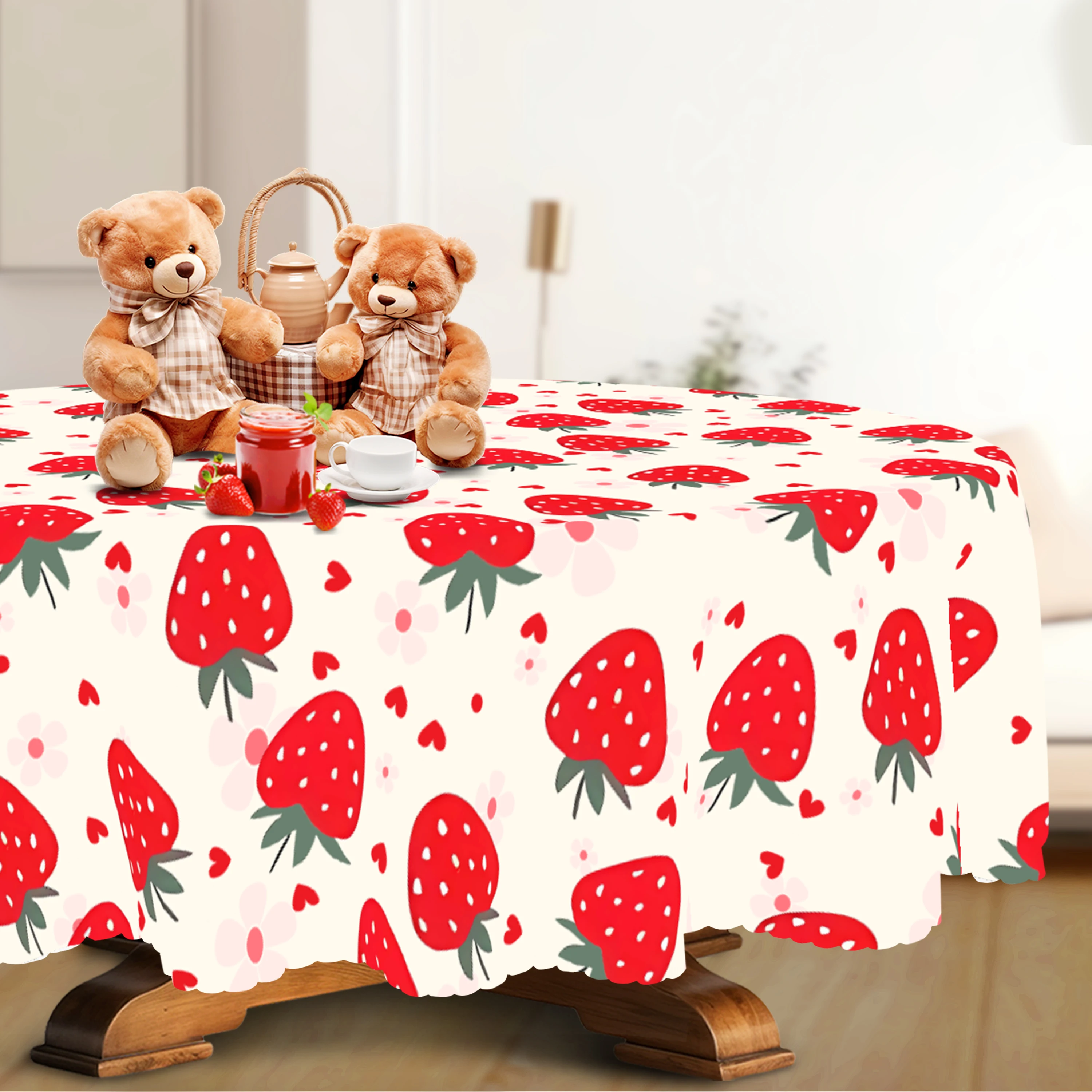 Tovaglia rettangolare con fragola vibrante da 1 pezzo: cucina decorativa perfetta per la casa, feste, primavera, estate e celebrazioni natalizie 6