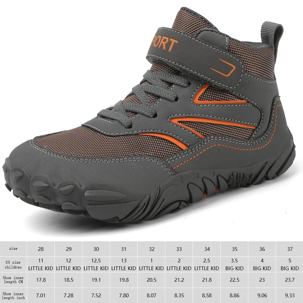 Wide Toe Children Snow Boots Little/Big Kids Minimalist Barefoot Shoes Non-slip Boys Casual Shoes Waterproof Kid's Hiking Boot