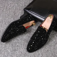 Black Spikes 2022 New Brand Mens Loafers Luxury Shoes Denim And Metal Sequins High Quality Casual Men Shoes