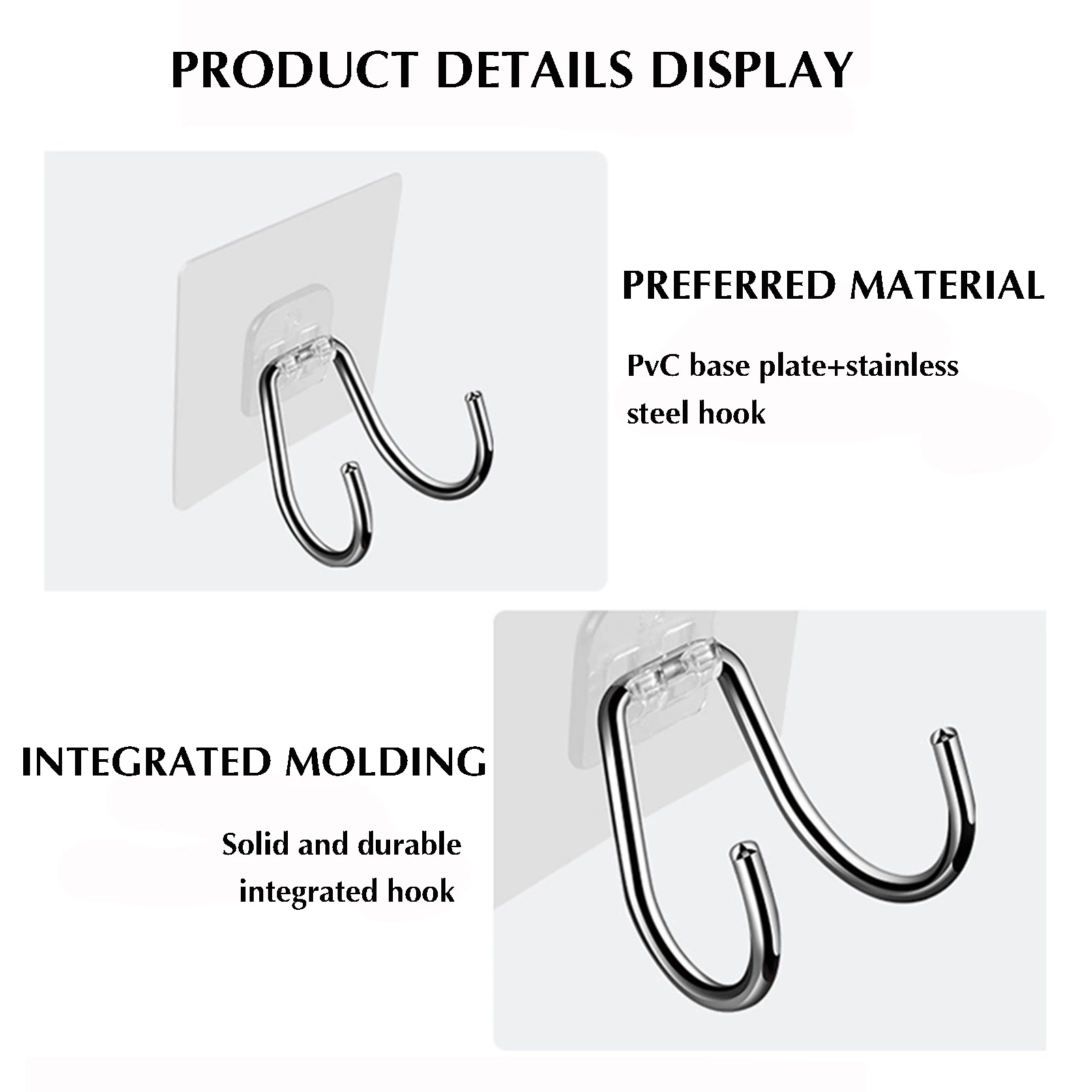 Stainless Steel Strong Adhesive Hook Home Storage Organizer Hook Transparent Waterproof Hooks For Key Bathroom Kitchen Office