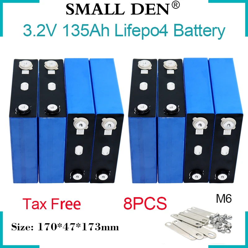 

8PCS New 3.2V 135Ah Lifepo4 Rechargeable Battery 7000 Cycle For 12V 4S 24V E-car EV RV Solar storage Inverter Yacht etc Cell DIY