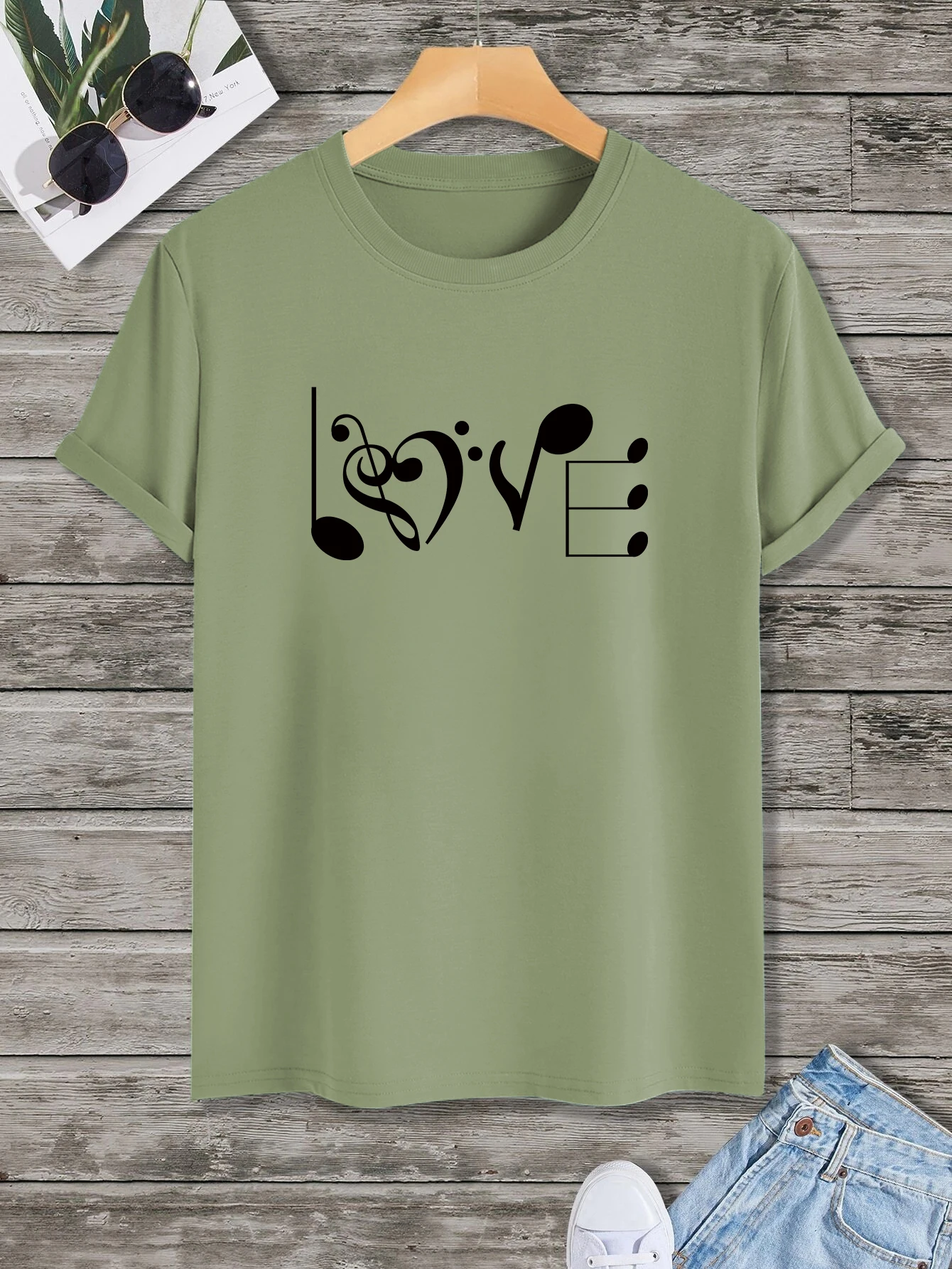 Musikk Herre Avslappet Trendy Grafisk Trykk Komfortable Rund Hals Kortermede T-skjorter, Sommer Overdimensjonerte Løse T-skjorter Best_voghion.com