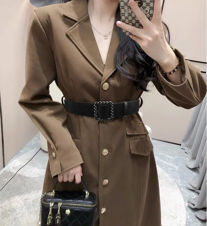 

Women's Fashion Vintage Genuine Leather Corset Female Cummerbund Coat Waistband Dress Decration Wide Belt J348