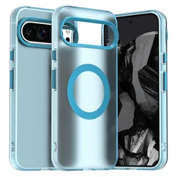Matte Clear Magnetic Wireless Charging Armor Case - Military Shockproof Candy Color Frosted Finish for Pixel 10 Pro XL (Blue)