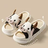 Cute Cartoon Cow Unisex Linen Slippers Spring Summer Slides Mule Men And Women Home Shoes Non-slip Flip Flops For Four Seasons 5