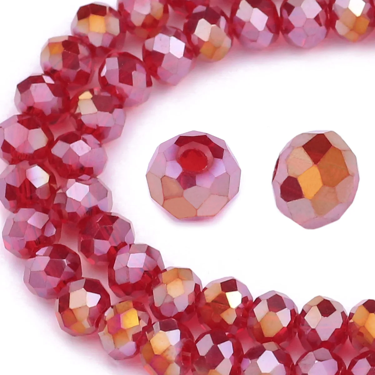 Luxurious Deep Red Austrian Crystal Glass Beads - Flat Round Loose Beads