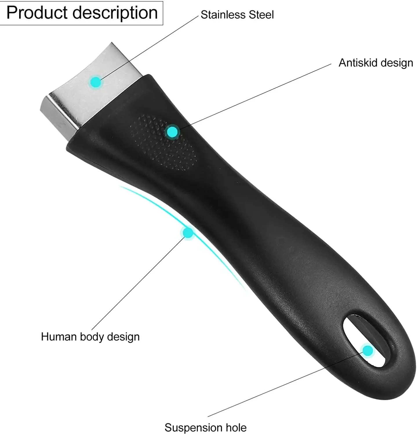Detachable Pot Handle Black Pot Handle Non-slip Bakelite Grip Replacement Handle for Kitchen Cookware
