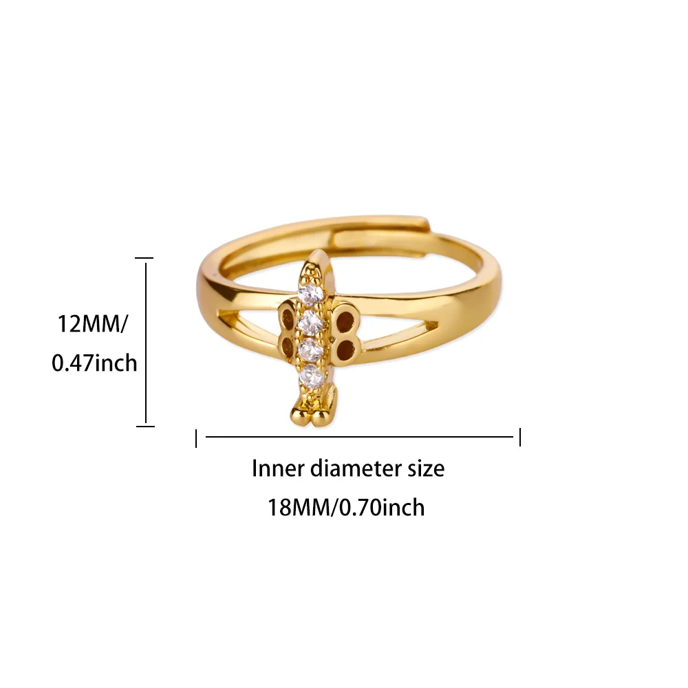 Zircon Elephant Trunk Rings Gold Color Geometric Adjustable Ring