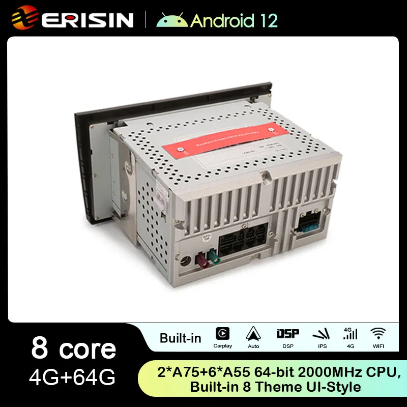 Erisin 안드로이드 12.0 오토라디오 GPS 내비게이션, 아우디 A4 S4 RS4 B9 B7 시트 EXEO 무선 카플레이, 자동 4G WiFi BT DSP, ES8938A, 8 코어