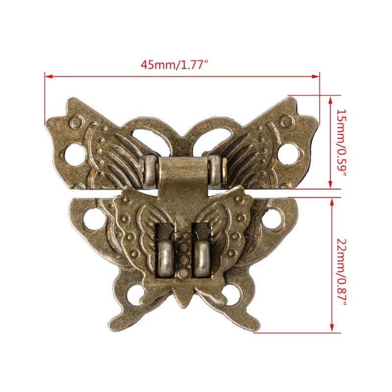for Butterfly Antique Bronze Hasp for LATCH Wooden Box Mini Cabinet Buckle Locks furniture hardware jewelry box hasps decorative latches