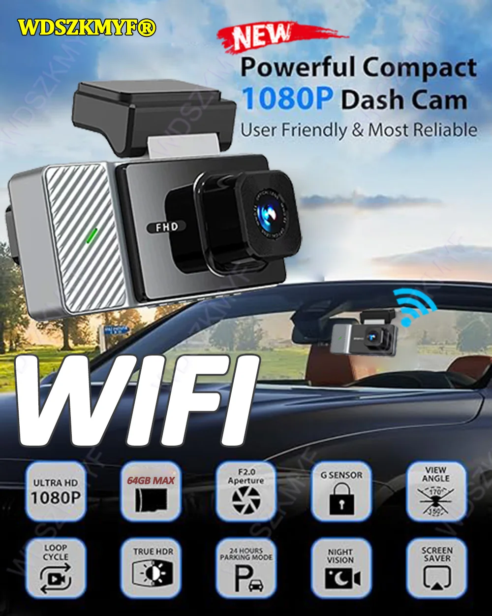 Description Picture 3 of item3Lens WIFI APP Video Recorder 2/3 Channel 1080P Car DVR Night Vision Dash Cam for Cars 3ways Camera for Vehicle Rear view camera