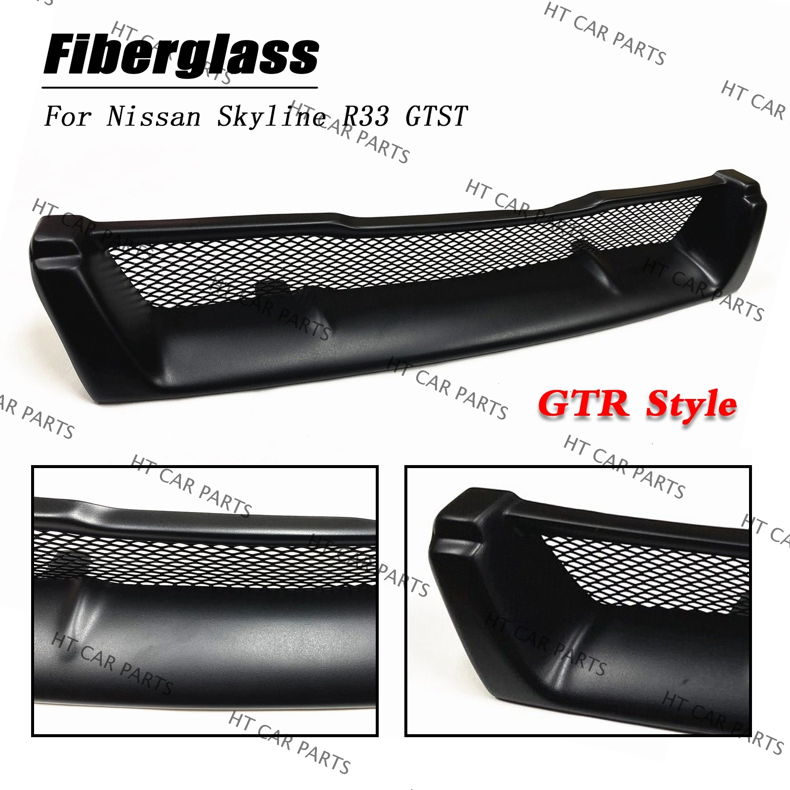 

For Nissan Skyline R33 GTST 1994-1996 1994 1995 1996 1 Piece Matte Black Front Bumper Grill Grille Mesh Honeycomb GTS Style