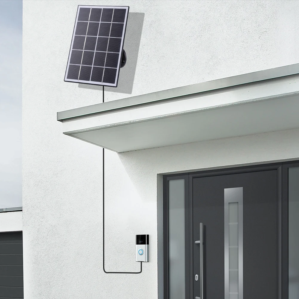 4W Solar Charger IP65 Waterproof Solar Charging Panel 9.8Ft Charging Cable 360° Adjustable Wall Mount for Ring Video Doorbell 4