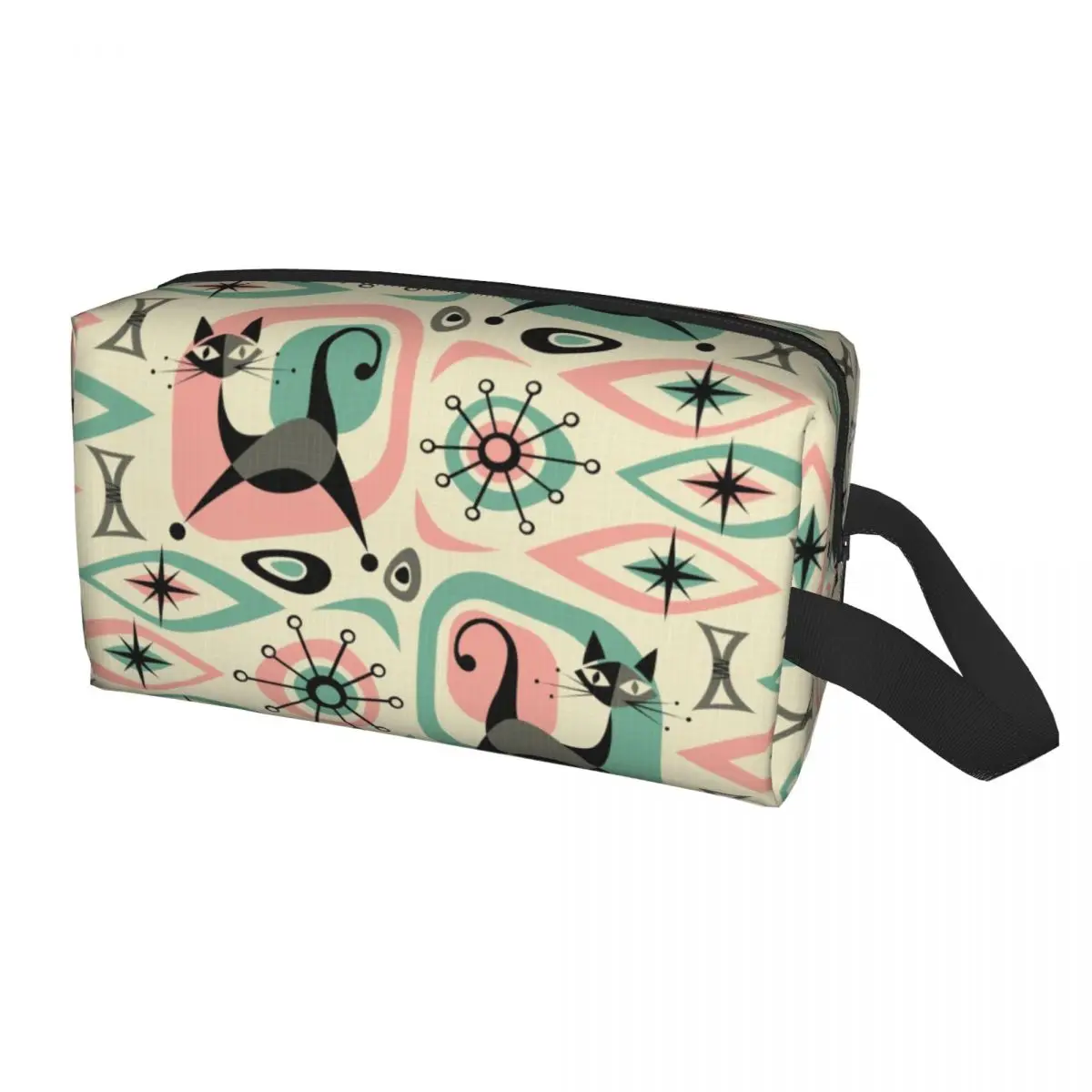 

Mid Century Cat Abstract Cosmetic Bag Women Kawaii Large Capacity Retro Animal Pet Makeup Case Beauty Storage Toiletry Bags