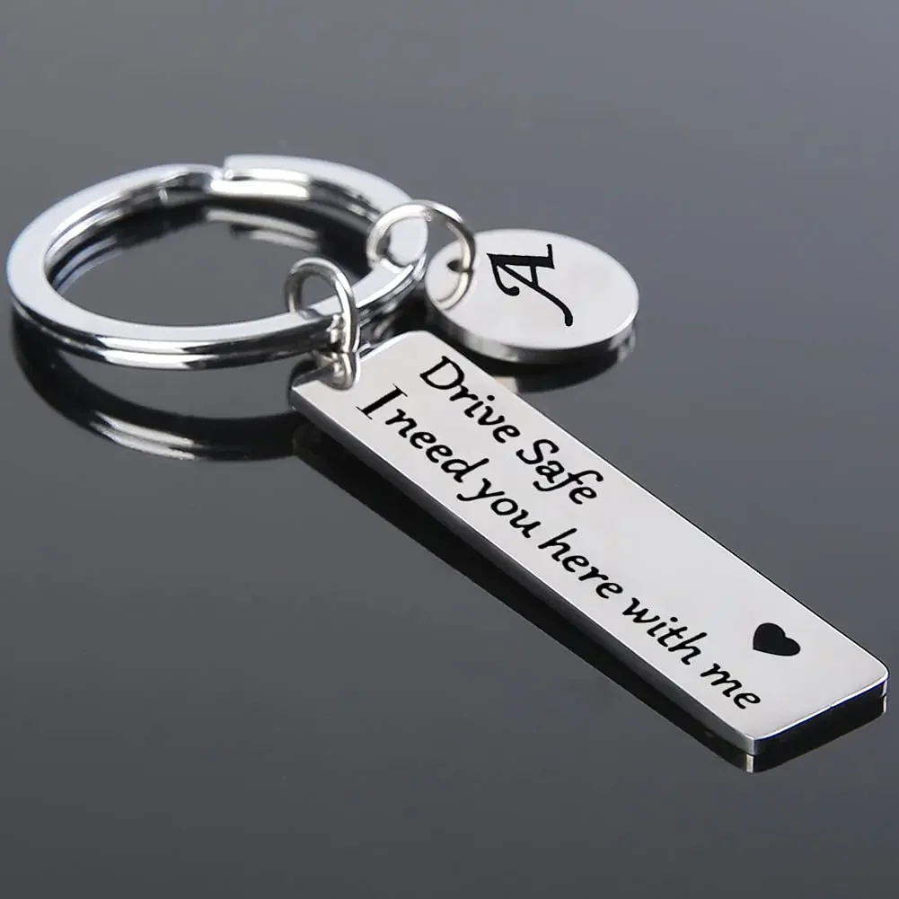 

Drive Safe Keychains A-Z Initials Letters Men Women Stainless Steel Key Chain Birthday Chritsmas Father's Day Gifts Jewelry