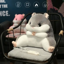 Hamster dos desenhos animados aquecimento elétrico almofada de aquecimento cadeira de escritório almofada de volta cintura almofada de aquecimento elétrico