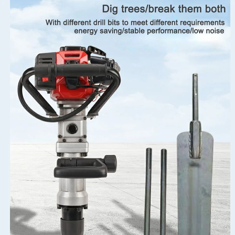 Multifunctional Gasoline Engine 32.6 CC 2-Stroke Pile Driver Machine  T-Bar Digging Trees And Drilling Soil Farm Gardening Tools 4