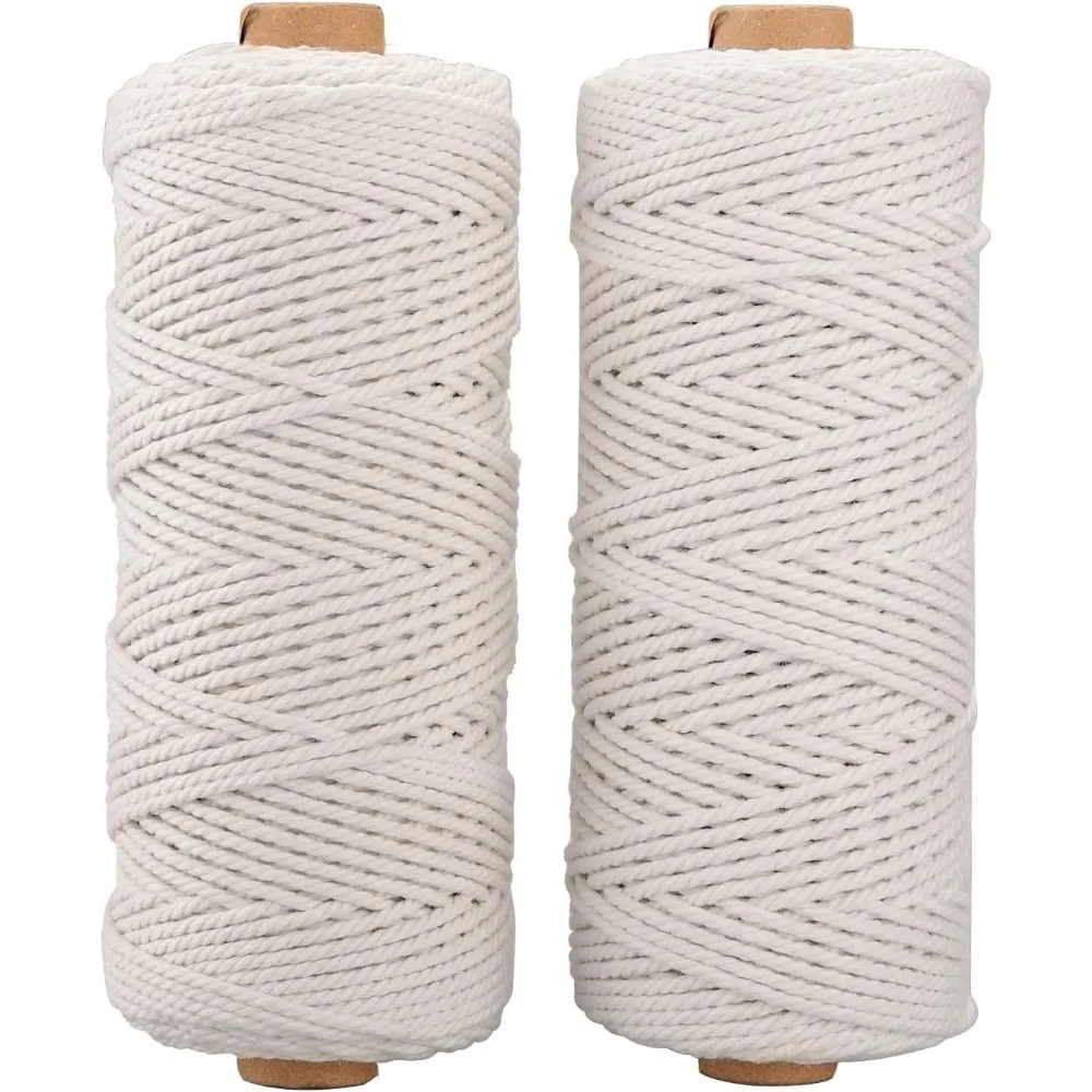 100% Cotton Cord Rope String DIY Handmade 200 Meters Cotton Macrame Rope Craft Cord for Crafts Knitting Plant Hangers Christmas