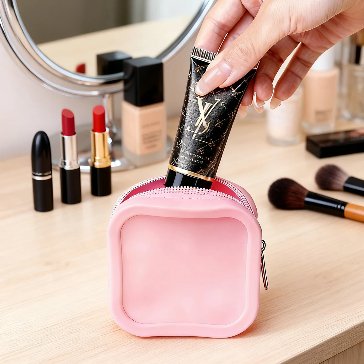 Versatile Silicone Travel Organizer – Waterproof, Portable, and Stylish Storage Solution for Cosmetics and Accessories