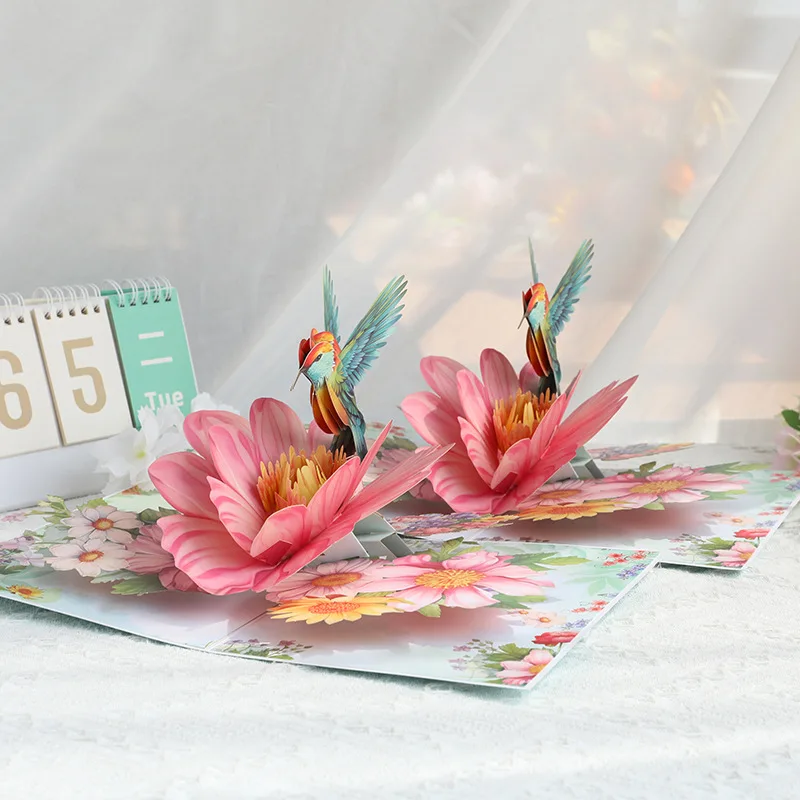 Hummingbird Pop Up Card 3D Greeting Cards for Mom Dad Wife Friends Colleague Birthday Mothers Day Fathers Day