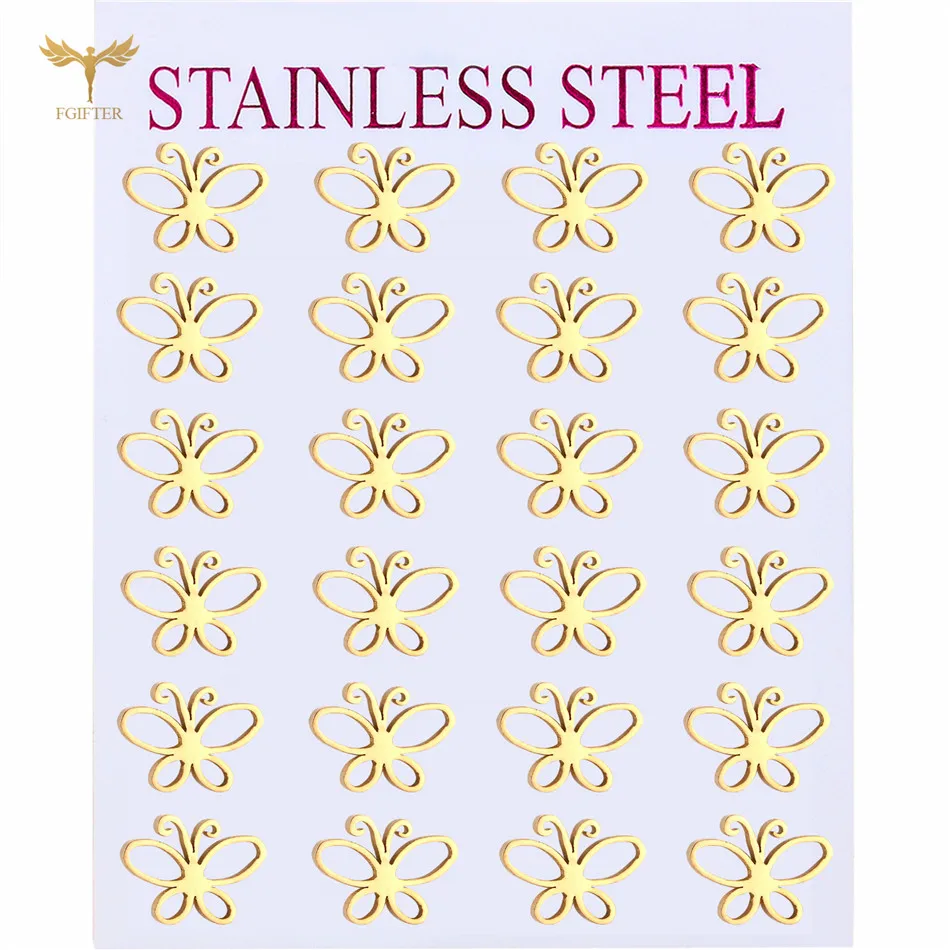 12 Pairs Insect Butterfly Earrings Casual Fashion Jewelry For Women Girls Stainless Steel Stud Earrings Set Cheap Resale Gifts Stud Earrings