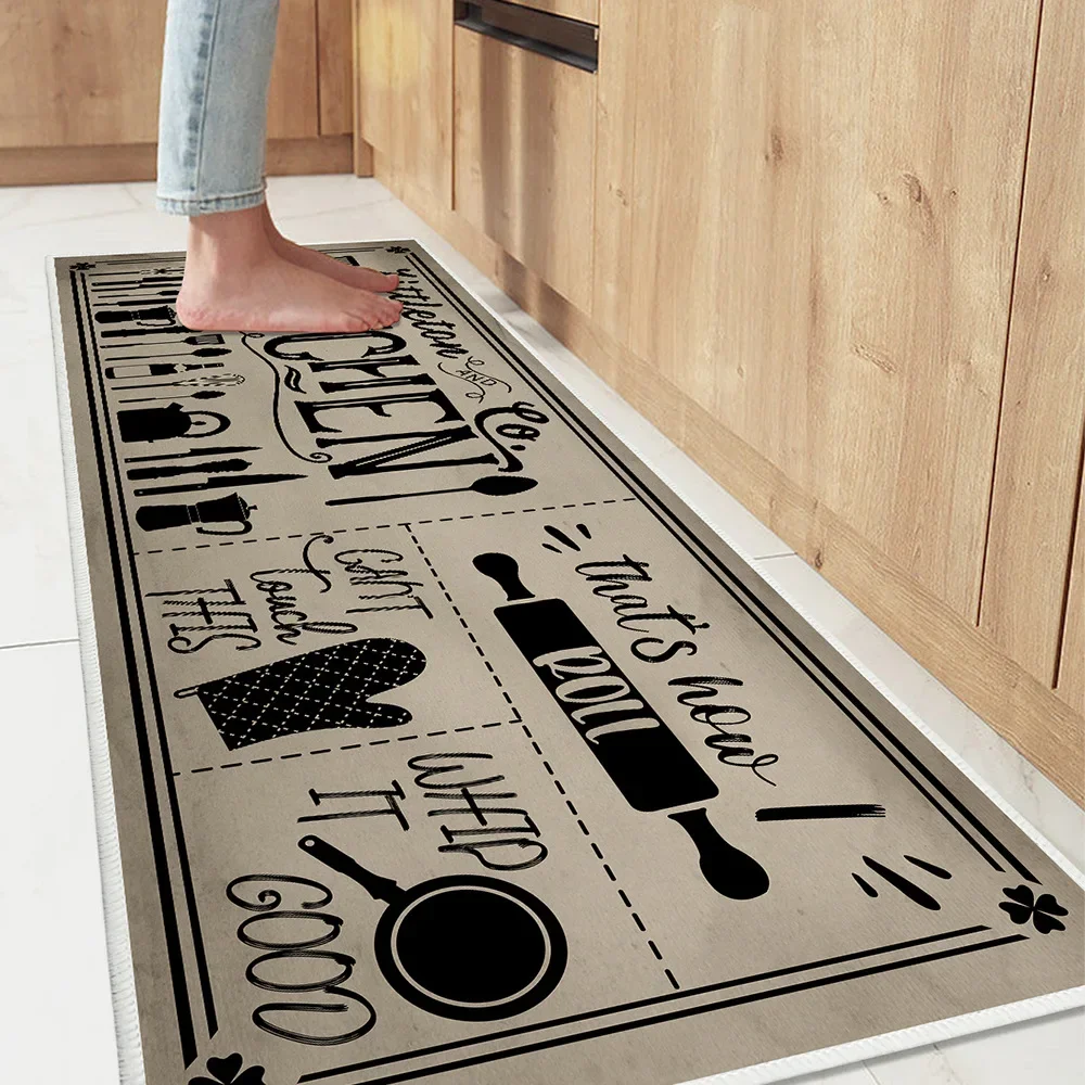 Creative Tableware Printed Kitchen Rug Bedroom Hallway Living Room Long Strip Carpet Anti-slip Decorative Soft Floor Mat 2