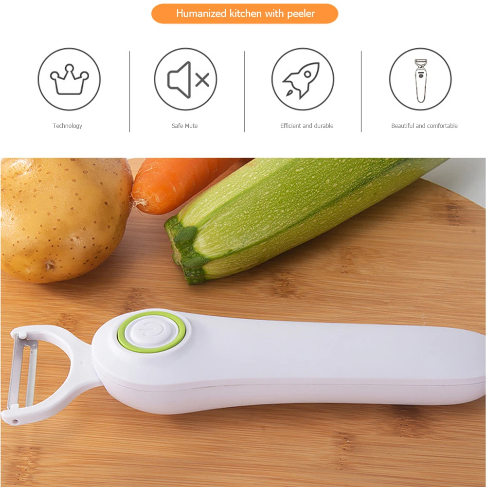 Fruit Vegetables Peeler with 3 Cutter Heads Vegetable Cutter Peeler USB Rechargeable Stainless Steel for Sweet Potatoes Tomatoes