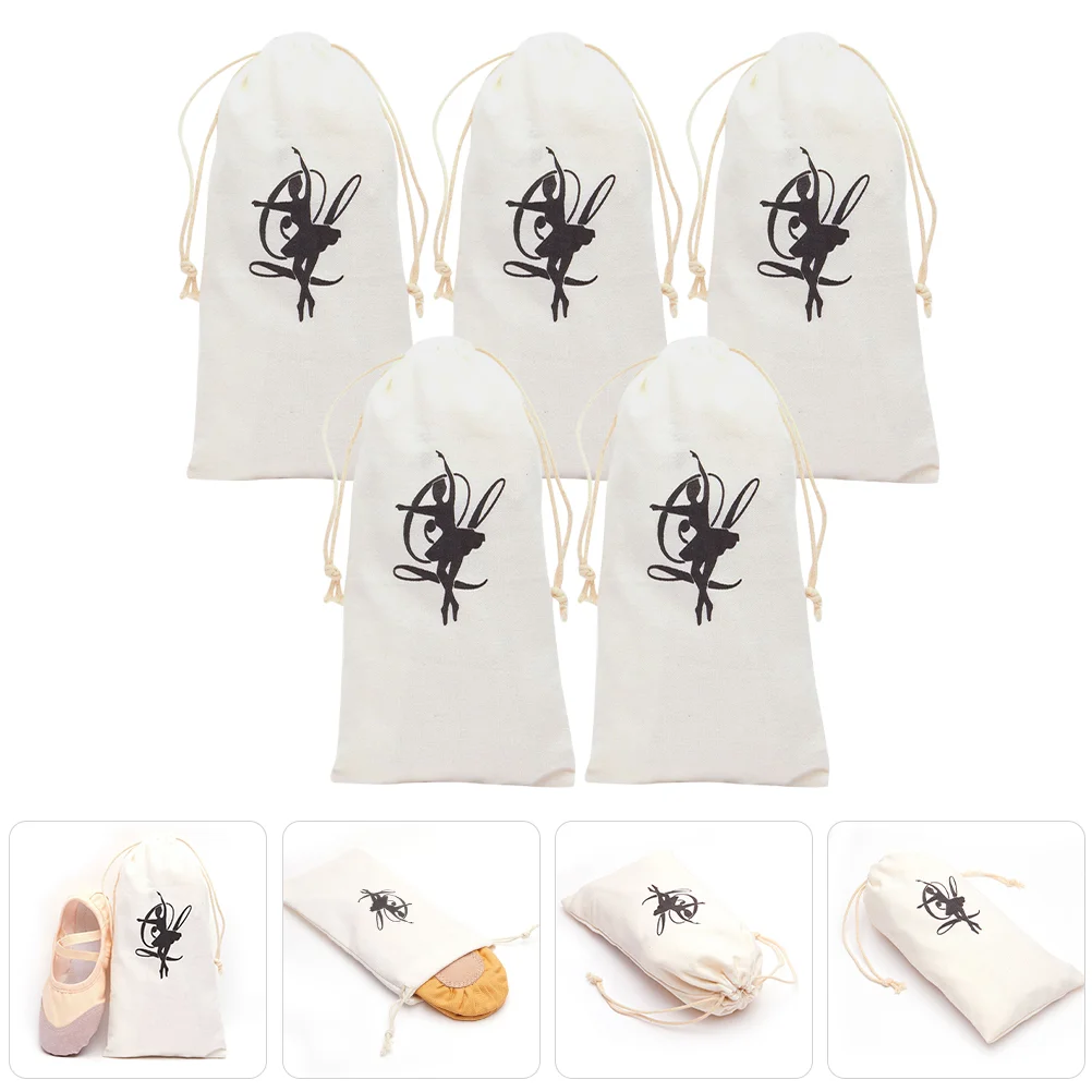 

5 Pcs Dancing Shoe Bags Ballet Organizer Drawstring Shoes for Girls Canvas Storage Dance Anti-scratch