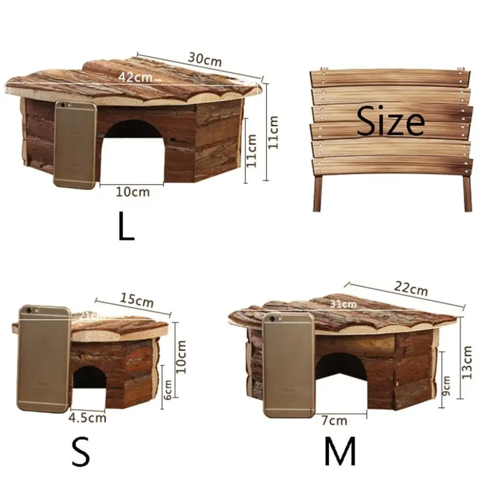 Wood Guinea Pig Sector Shape Bark of Tree Hamster Accessories Hamster Wooden House Pet Sleeping Cabin Chinchilla Hideout