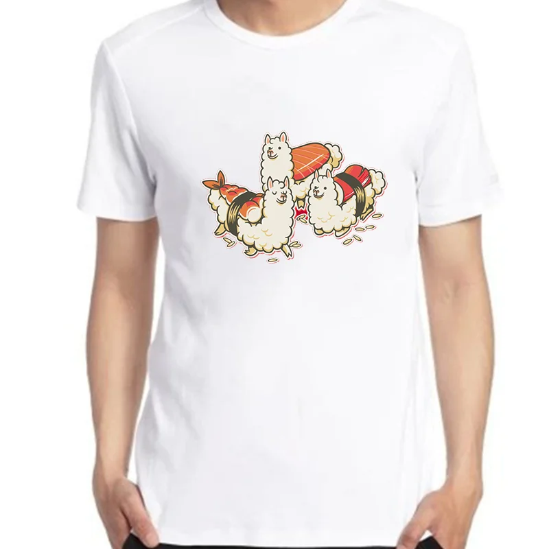 

Cute Alpaca Sushi Fashion Harajuku Graphic T Shirts Summer Big Size Short Sleeve T Shirt Tees Tops Streetwear Mens Print T Shirt