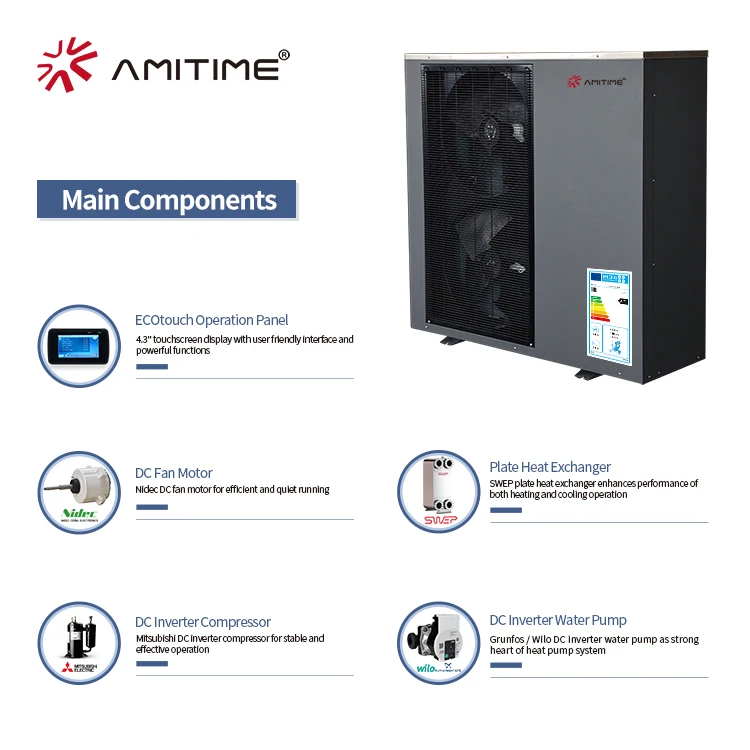 19kW R32 Amitime Carton Box and Wooden Pallet split heat pump Air Source  with RoHS - AliExpress