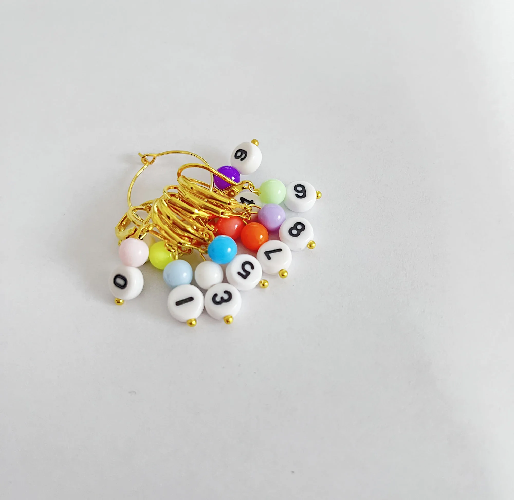 10pcs/set (0-9) colorful counter number earring hooks for diy wool findings 5