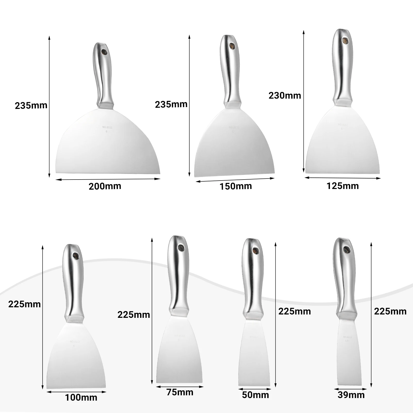 PENGGONG Putty Knife Set 1.5/2/3/4/5/6/8 inch Scraper Spackle Knife Paint Scrape