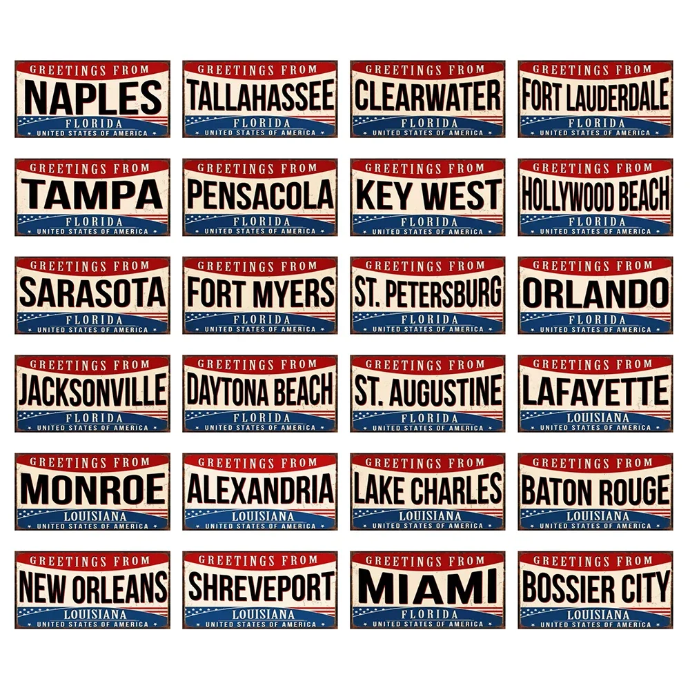 

USA Retro Car License Plate Miami Florida City Metal Plaque Wall Art Home Man Cave Garage Decor Unique Gift 30X15CM KL-0460A