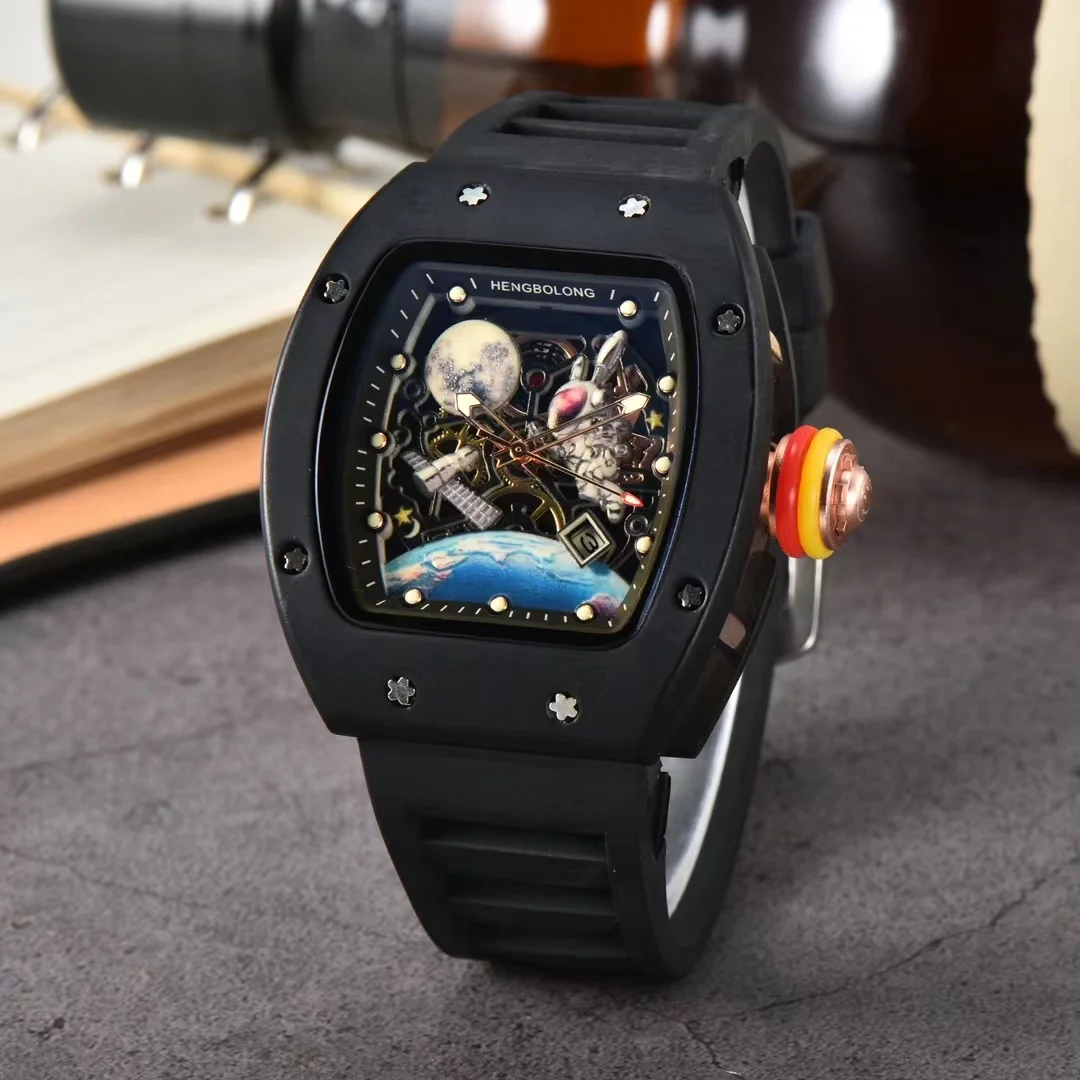 Men's personalized watch, space-style watch dial with hollow design and fashionable desi Brand LOGO can be customized.gn.