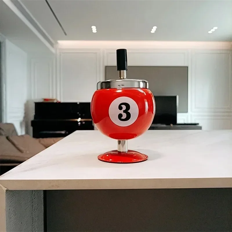 Creative Push Down Cigarette Ashtray Billiards Ball Ashtray Metal Smoking Ash Tray for Indoor or Outdoor Use metal ashtray