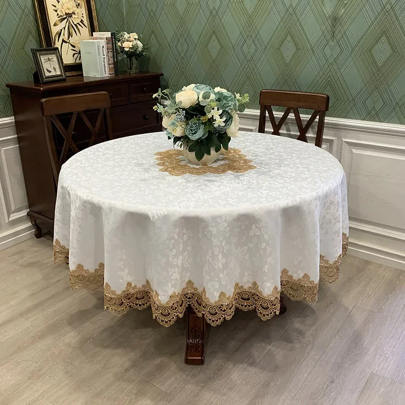 Table Cloth Round Tablecloth Art Household Lace Europe Dining Table Cover Embroidered Home Table Mat Dust Cover Home Decoration 5