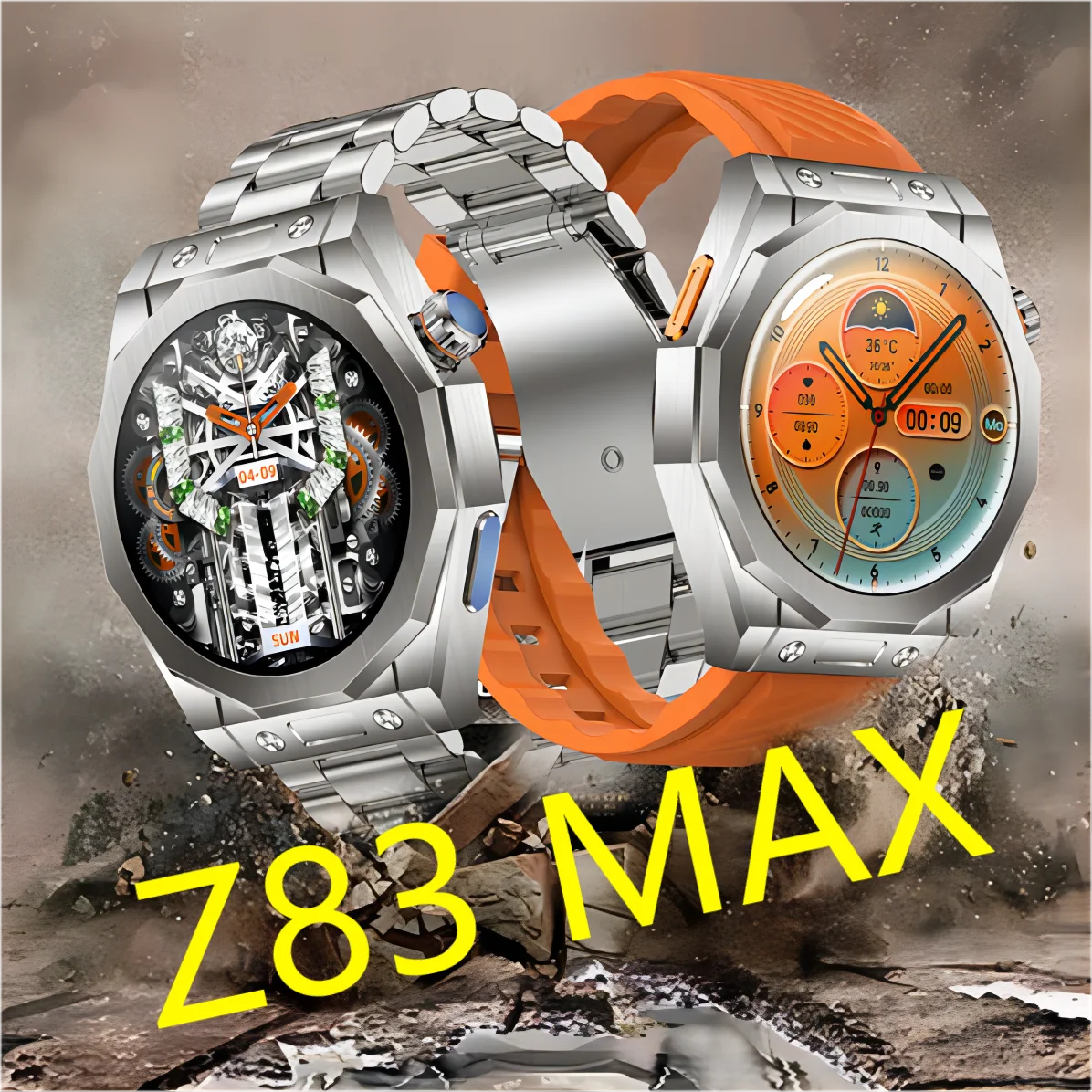 Z83 MAX 스포츠 스마트 워치 남성용 다기능 스마트워치, AMOLED 스크린, 블루투스 통화, GPS 트랙, NFC, 게임, 나침반, 시계 스트랩 2 개