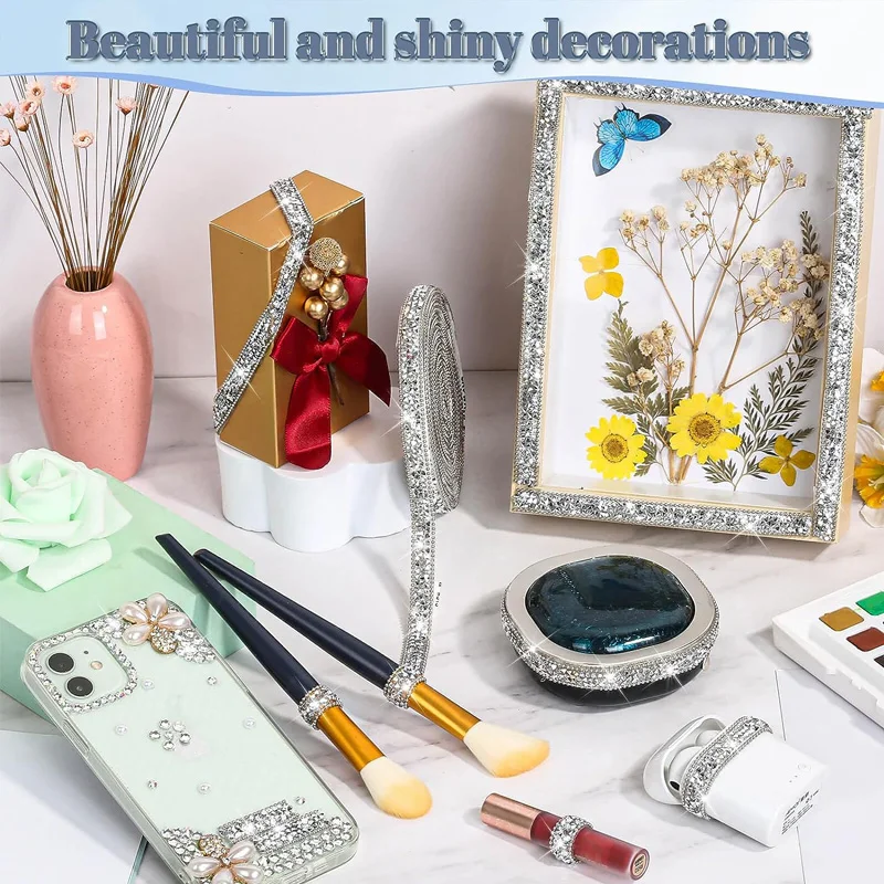 Resin Rhinestone Ribbon 1/2/3 Yards Self Adhesive Diamond Crystal Roll Glitter Belt DIY Art Craft