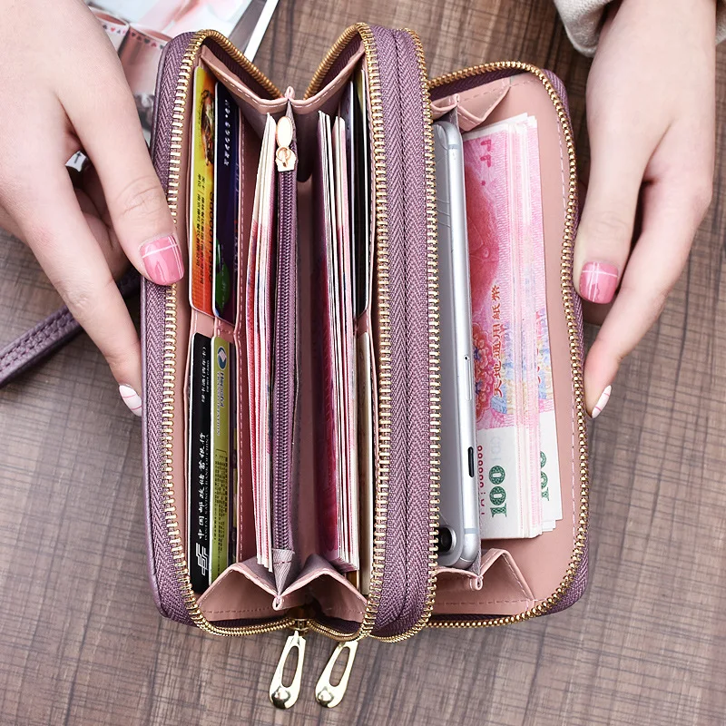 Women Wallet Long Style Large Capacity Double Zipper Clutch Wallet Female Double Layer Handbag Purse Card Holder