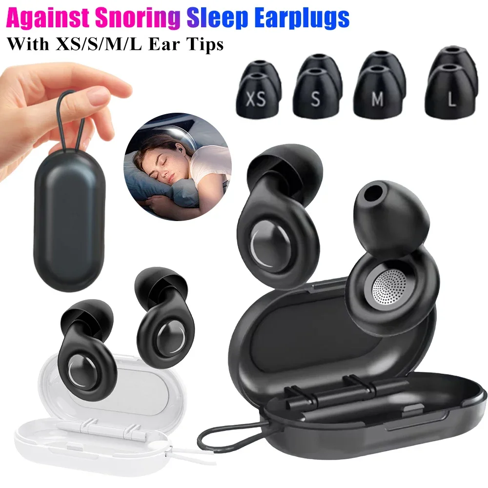 Reusable Silicone Sleep Ear Plugs with 10 Ear Tips in XS/S/M/L Snore Blocker Ear Plug for Sleep Deep Focus Travel