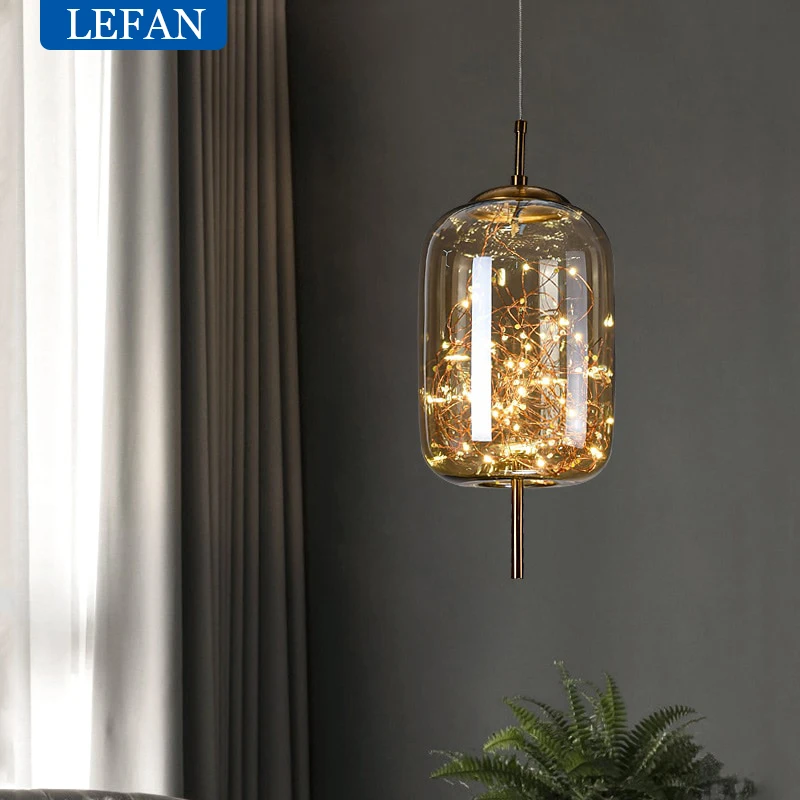 Modern Luxury Nordic Glass LED Pendent Light For Dining Room  Lamp Art Of Hotel Decor Home Kitchen Bar Lustre Gold Chandelier